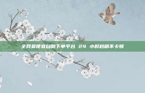 全网最便宜自助下单平台 24 小时秒刷不卡顿