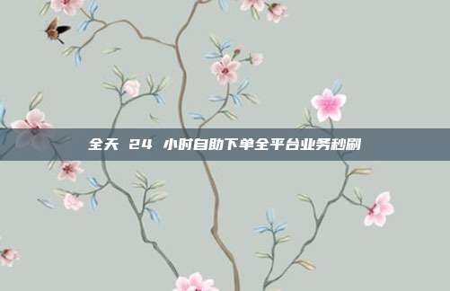 全天 24 小时自助下单全平台业务秒刷