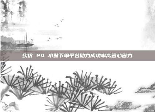 砍价 24 小时下单平台助力成功率高省心省力