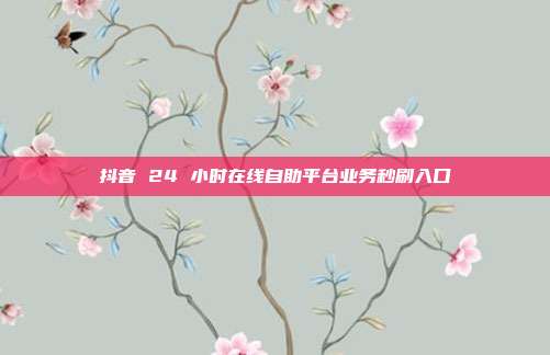 抖音 24 小时在线自助平台业务秒刷入口