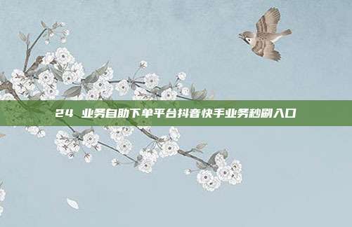 24 业务自助下单平台抖音快手业务秒刷入口