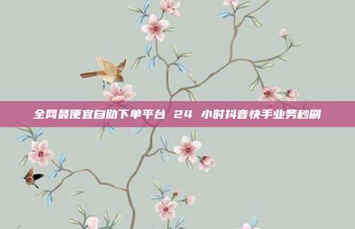 全网最便宜自助下单平台 24 小时抖音快手业务秒刷