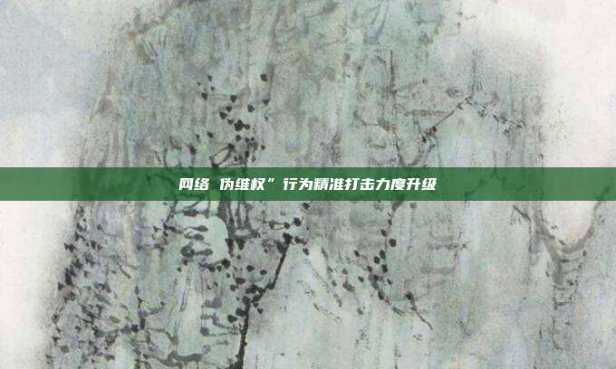 网络 伪维权”行为精准打击力度升级