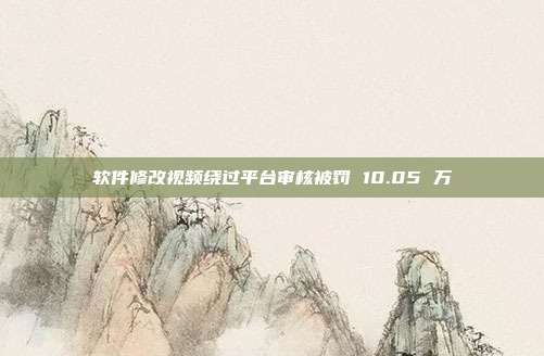 软件修改视频绕过平台审核被罚 10.05 万