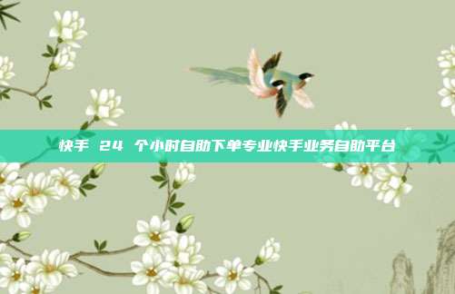 快手 24 个小时自助下单专业快手业务自助平台