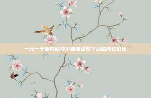 一元一千粉网站快手自助点赞平台超高性价比