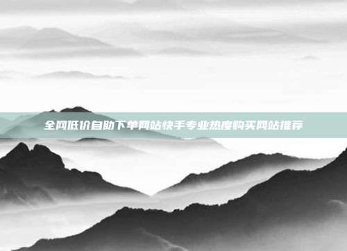 全网低价自助下单网站快手专业热度购买网站推荐