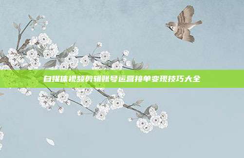 自媒体视频剪辑账号运营接单变现技巧大全