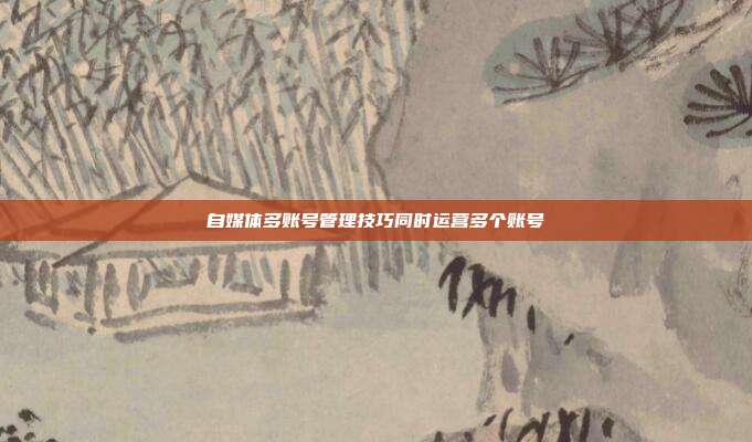 自媒体多账号管理技巧同时运营多个账号