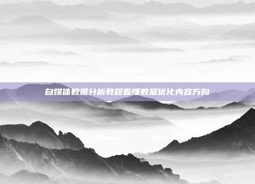 自媒体数据分析教程看懂数据优化内容方向