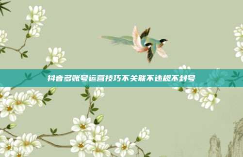 抖音多账号运营技巧不关联不违规不封号