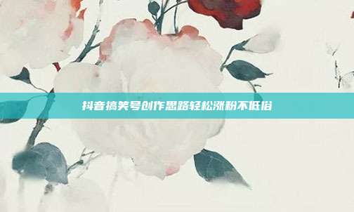 抖音搞笑号创作思路轻松涨粉不低俗