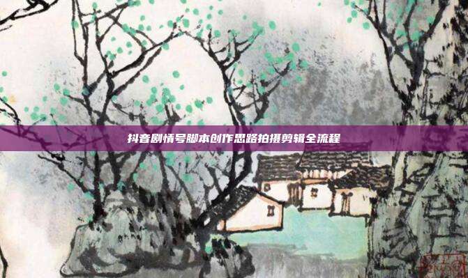 抖音剧情号脚本创作思路拍摄剪辑全流程