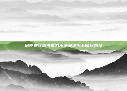 培养独立思考能力不随波逐流不盲目跟从