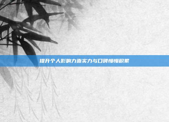 提升个人影响力靠实力与口碑慢慢积累