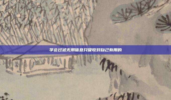 学会过滤无用信息只吸收对自己有用的