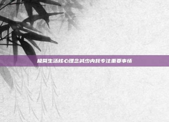 极简生活核心理念减少内耗专注重要事情