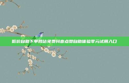 低价自助下单网站免费抖音点赞自助体验零元试用入口