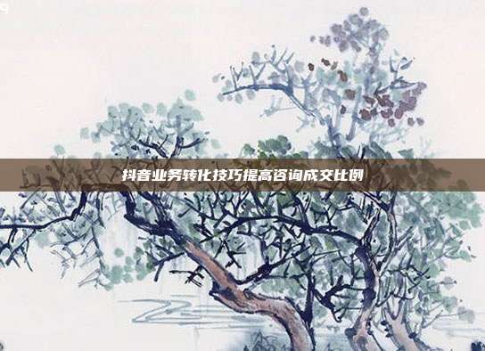 抖音业务转化技巧提高咨询成交比例