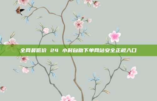 全网最低价 24 小时自助下单网站安全正规入口