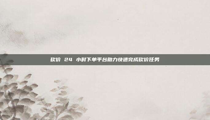 砍价 24 小时下单平台助力快速完成砍价任务