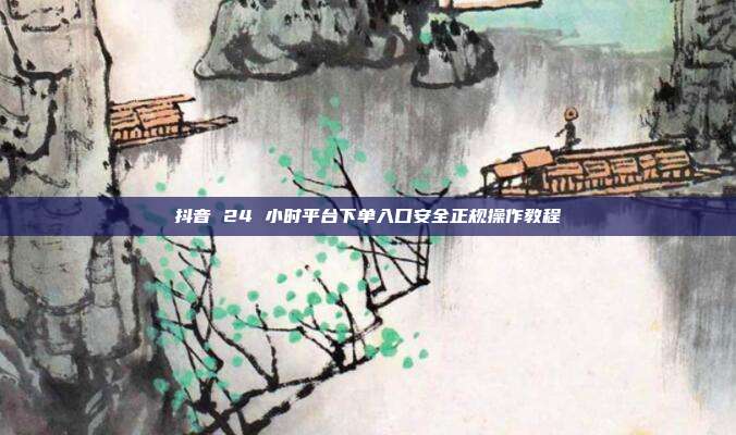 抖音 24 小时平台下单入口安全正规操作教程