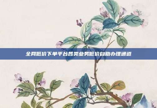 全网低价下单平台各类业务低价自助办理通道
