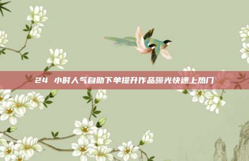 24 小时人气自助下单提升作品曝光快速上热门