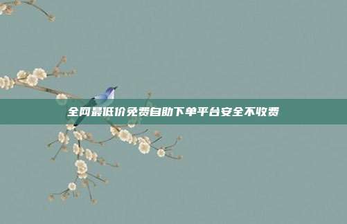 全网最低价免费自助下单平台安全不收费