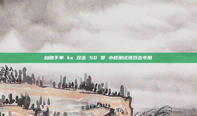 自助下单 ks 双击 50 赞 小额测试涨双击专用
