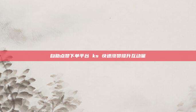 自助点赞下单平台 ks 快速涨赞提升互动量