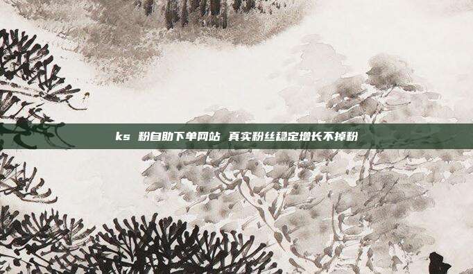 ks 粉自助下单网站 真实粉丝稳定增长不掉粉