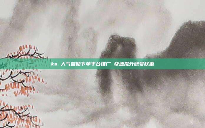 ks 人气自助下单平台推广 快速提升账号权重
