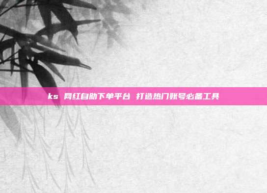 ks 网红自助下单平台 打造热门账号必备工具