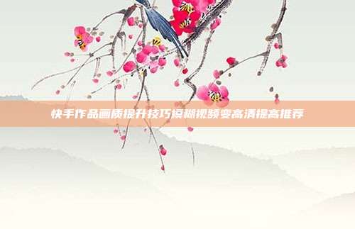 快手作品画质提升技巧模糊视频变高清提高推荐