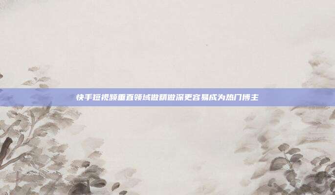 快手短视频垂直领域做精做深更容易成为热门博主