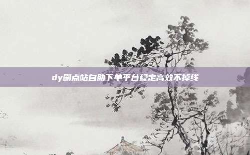 dy刷点站自助下单平台稳定高效不掉线