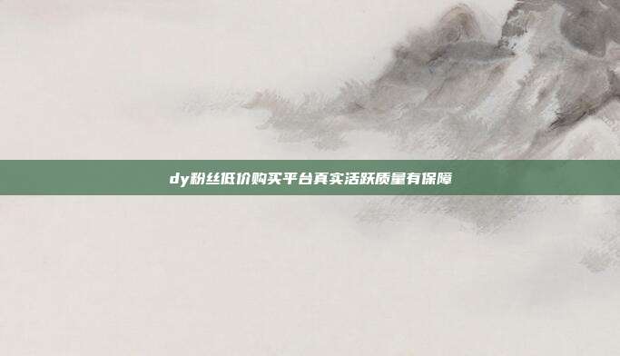 dy粉丝低价购买平台真实活跃质量有保障