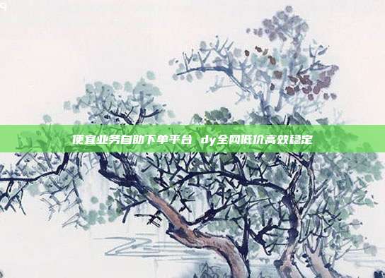 便宜业务自助下单平台 dy全网低价高效稳定
