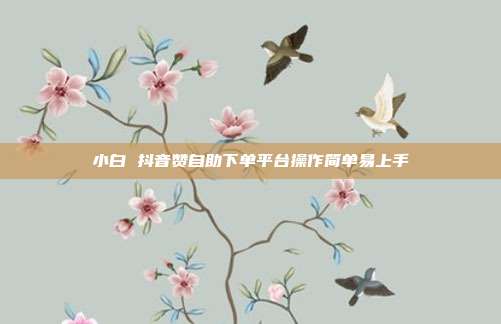 小白 抖音赞自助下单平台操作简单易上手