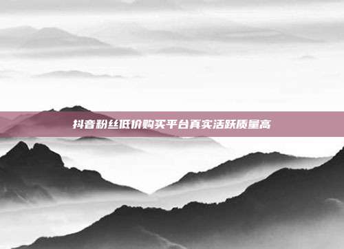 抖音粉丝低价购买平台真实活跃质量高