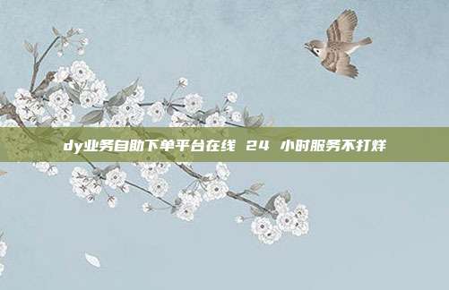 dy业务自助下单平台在线 24 小时服务不打烊