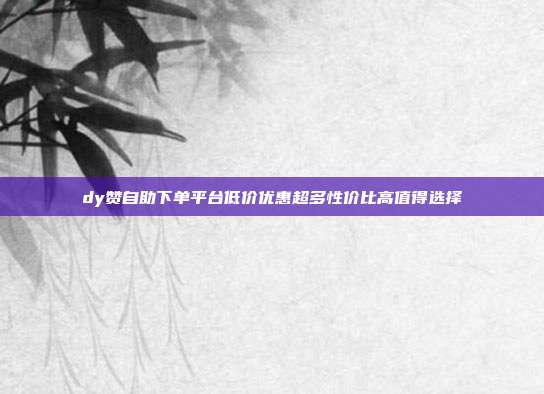 dy赞自助下单平台低价优惠超多性价比高值得选择