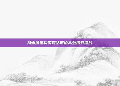 抖音流量购买网站低价高效提升播放