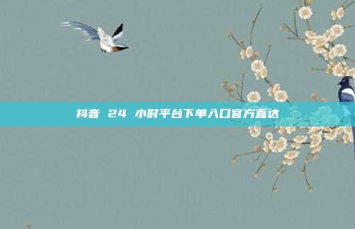 抖音 24 小时平台下单入口官方直达