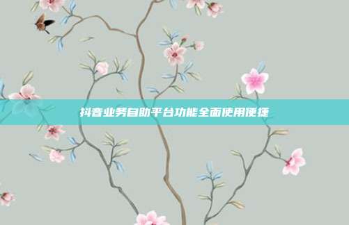 抖音业务自助平台功能全面使用便捷