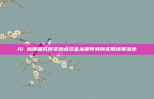 AI 应用端成投资热点资金从硬件转向实用场景落地
