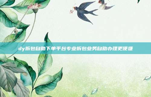 dy拆包自助下单平台专业拆包业务自助办理更便捷