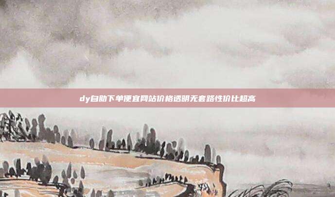dy自助下单便宜网站价格透明无套路性价比超高