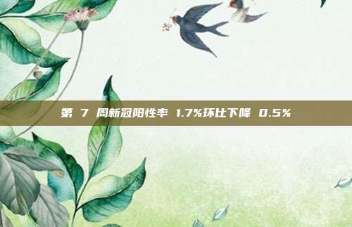 第 7 周新冠阳性率 1.7%环比下降 0.5%